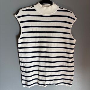 Marilyn Monroe White and Navy Knit Top, Mick Neck